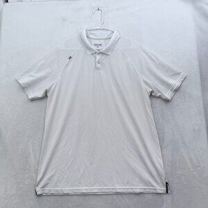 Rhone Delta Pique Polo Shirt Mens L White Golf Performance Athletic